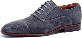 Generic Dress Oxford for Men Lace Up Cap Toe Square Toe Cowhide Anti-Slip Low Top Non Slip Resistant Business(5.5 UK) Iron Grey