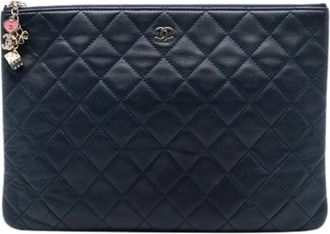 Chanel Pre-owned Clutches, female, Blue, Size: ONE SIZE Pre-owned Vintage Leather Clutch