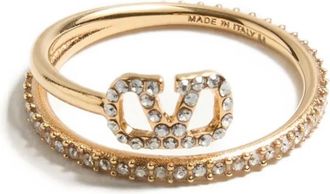 Valentino Garavani Anello VLogo Signature con cristalli - Oro