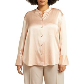 Vince Relaxed Band Collar Button-Up Shirt in Peach Opal at Nordstrom Rack, Size 2X