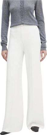 Theory High-Waist Wide-Leg Pant in Crepe Knit - Dames - Wijde Broeken - Beige - L - Katoen - Broeken