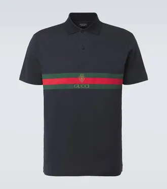 Gucci Web Stripe cotton jersey polo shirt