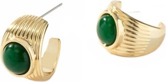 Uncommon James Womens Ciao Hoop Earrings In Gold Green Agate