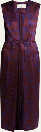 Dries Van Noten Romina Floral Drawstring Sleeveless Coat