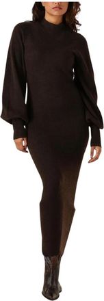 Ibana Bruine Mini Jurk Kendra - Dames - Kleedjes - Bruin - L - Polyester - Kleedjes
