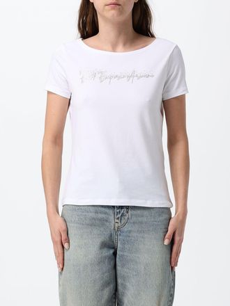 Emporio Armani T-shirt in cotone con logo di paillettes