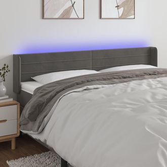 vidaXL Cabecero Con Led De Terciopelo Gris Oscuro 163x16x78/88 Cm Vidaxl