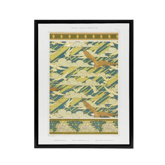 Artery8 Eagles Doves Seashell Patterns Framed Canvas Wall Art Print Verneuil in Green | Size: W24 x H32