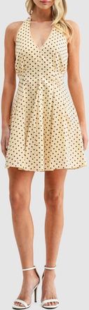 All in Favor Polka Dot Halter Dress in Butter Brown Dot at Nordstrom, Size X-Small