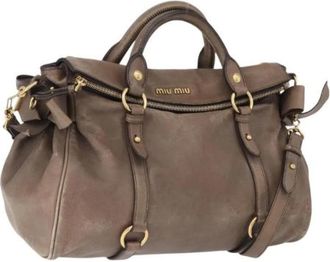 Miu Miu Pre-owned Hand Bag - Dames - Vintage Handtas - Bruin - ONE Size - Leer - Vintage