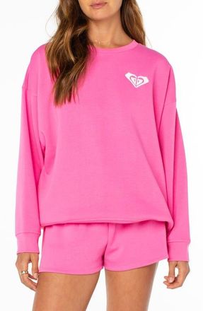 Roxy Morning Stroll Graphic Sweatshirt in Shocking Pink at Nordstrom, Size Xx-Large