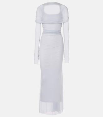 CHRISTOPHER ESBER Veiled off-shoulder tulle maxi dress