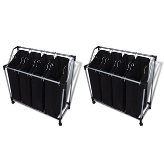 vidaXL Separador De Colada Con Bolsas 2 Unidades Negro Y Gris Vidaxl