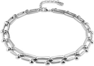 UNOde50 Short Sterling Silver-Plated Metal Alloy Necklace With Rectangular Nail Shape Links