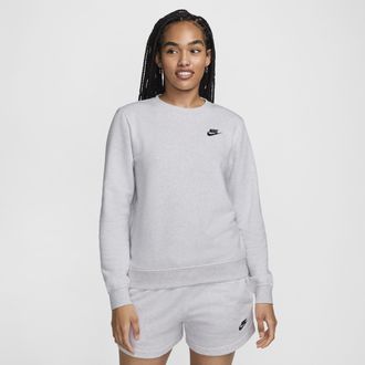 Nike Womens Nike Sportswear Club Fleece Crew-Neck Sweatshirt in Brown | DQ5473-051