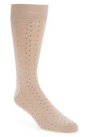 Nordstrom Dot Cotton Blend Dress Socks in Beige at Nordstrom