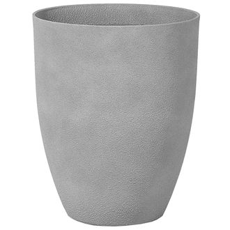 Beliani Maceta De Mezcla De Piedra Gris 43 Cm Poliresina Interior Exterior Croton