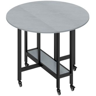 HOMCOM Mesa comedor plegable 100x100x75 cm gris cemento