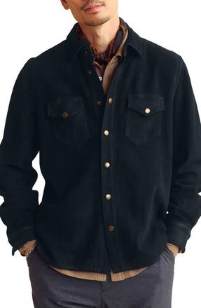 Billy Reid Savoy Waxed Suede Shirt Jacket in Navy at Nordstrom, Size Xx-Large