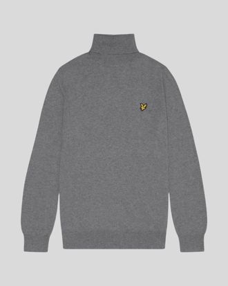 Lyle & Scott Mens Cotton Merino Turtleneck Jumper - Grey - Size X-Small