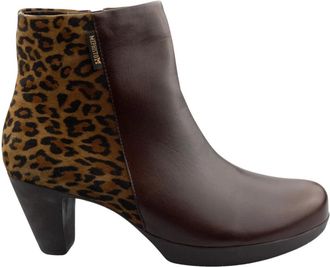 Mephisto Bruine Enkellaarzen voor Dames - Dames - Laarzen met Hak - Bruin - 38 1/2 EU - Leer - Schoenen