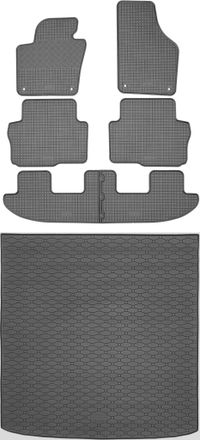 OEM Seat Alhambra Ii Van Desde 09.2010 Set - Alfombrillas De Goma Para Coche + Alfombrilla Para Maletero