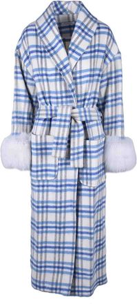 Yes London Cotton Blend Coat - White/Blue