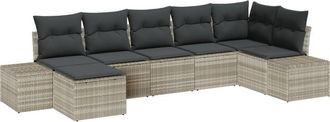 vidaXL Vidaxl - Garden Sofa Set with Cushion 7 pcs Light grey Poly rattan