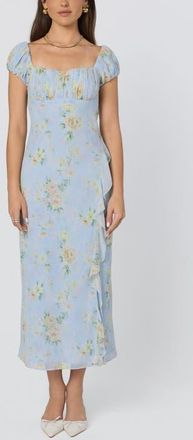 ASTR the Label Florence Floral Ruffle Detail Dress in Blue Multi Floral at Nordstrom, Size X-Small