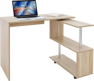 ML Design Ml-design Escritorio Esquinero En Forma De L 150x88x75 Cm Roble Sonoma Mesa Giratoria De Ordenador Pc Estaci&oacute;n De Trabajo Estudio Mueble Con Estanter&iacute;