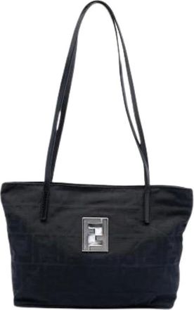 Fendi Pre-owned Tote Bags, female, Black, Size: ONE SIZE Pre-owned Canvas Tote Bag