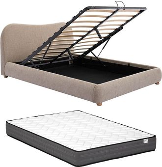 Vente-Unique Canap&eacute; abatible 160 x 200 cm - Tela - Topo + Colch&oacute;n - VANARI