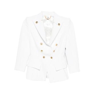 Elisabetta Franchi Blazers, female, White, Size: XS Double-layer Stretch Crepe Jacket