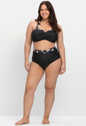 Sheego Bustier-Bikini-Top SHEEGO, Damen, Gr. 40, Cup B, schwarz (schwarz, gepunktet), Elasthan, Polyamid, Bikini-Oberteile Bustier-Bikini-Top