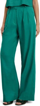 Favorite Daughter The Favorite Pant Pleated Wide Leg Pants in Emerald at Nordstrom, Size 10