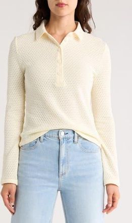 Rag & Bone Carine Open Stitch Polo in Ivory at Nordstrom Rack, Size Large
