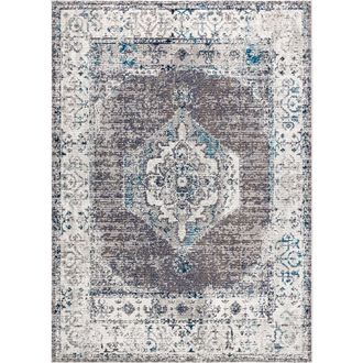 Jonathan Y Designs Ankara Vintage Medallion Area Rug in Gray/ivory at Nordstrom, Size 4Ft 0In X 6Ft 0In