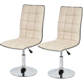 Hhg [NON UTILIZZATO] Set 2x sedie soggiorno eleganti HHG-834 design moderno ecopelle sala pranzo avorio