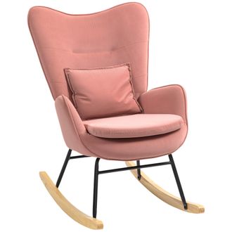 HOMCOM Velvet Rocking Chair With Lumbar Pillow For Living Room Bedroom | TJ Hughes