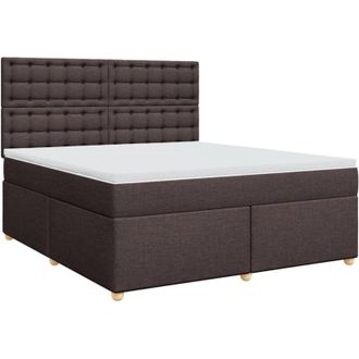 vidaXL Cama Box Spring Con Colch&oacute;n Tela Marr&oacute;n Oscuro 180x200 Cm Vidaxl