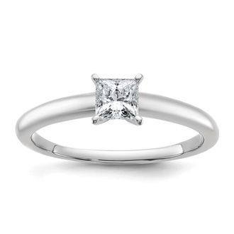 Diamond2Deal 14k White Gold 1/2 Ct Princess Lab Grown Diamond Solitare Engagement Ring