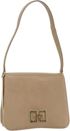 Ferragamo Pre-owned Shoulder Bags, female, Beige, Size: ONE SIZE Pre-owned Leather Shoulder Bag