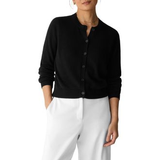 Eileen Fisher Crewneck Organic Cotton Blend Cardigan in Black at Nordstrom, Size X-Large