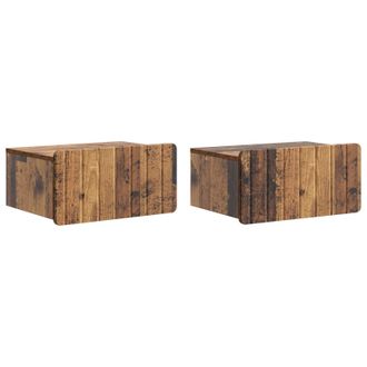 vidaXL Mesita De Noche De Pared Con Caj&oacute;n 2 Pcs Madera Envejecida Vidaxl