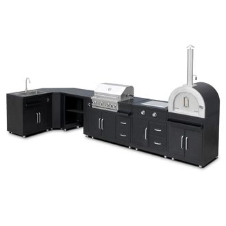 Oviala Cocina exterior de esquina 6 elementos 3 m&oacute;dulos de cocci&oacute;n/fregadero