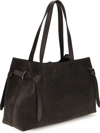 Yuzefi Womens Tote Bag Gyoza Suede Ganache Shoulder