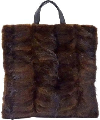 Loewe Brown Fur Leather Handbag Tote Bag (Pre-Owned)