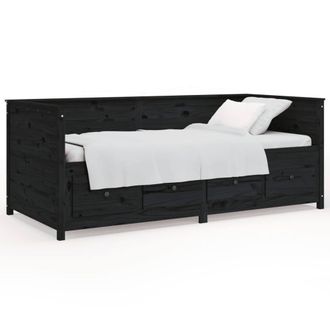Berkfield Home Day Bed Black 90x200 cm Solid Wood Pine