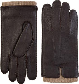Vince Cashmere Cuff Leather Gloves in Dark Brown at Nordstrom Rack, Size X-Large