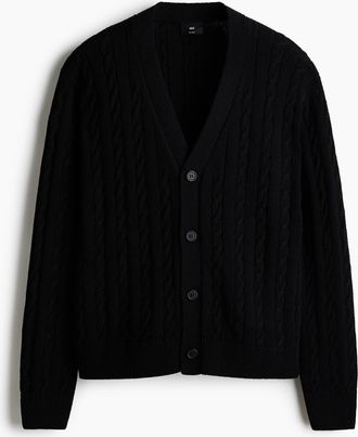 H&M Cardigan mit Zopfmuster in Relaxed Fit - Schwarz